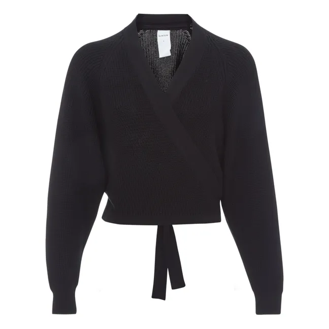 Composure Organic Cotton Double Breasted Cardigan | Black