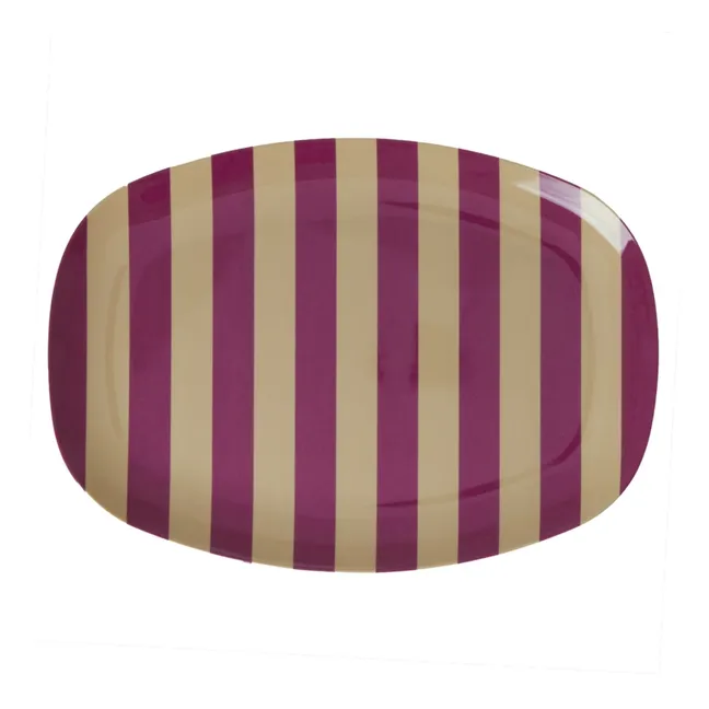 Stripes print rectangular plate in melamine