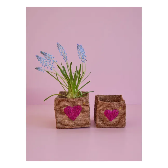 Aufbewahrungskörbe aus Bast - 2er-Set | Fuchsie