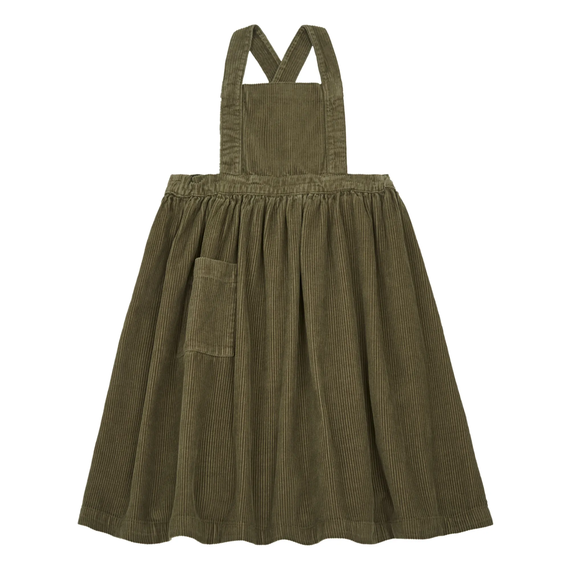 The Simple Folk Khaki Cotton Corduroy Apron Dress Pinafore
