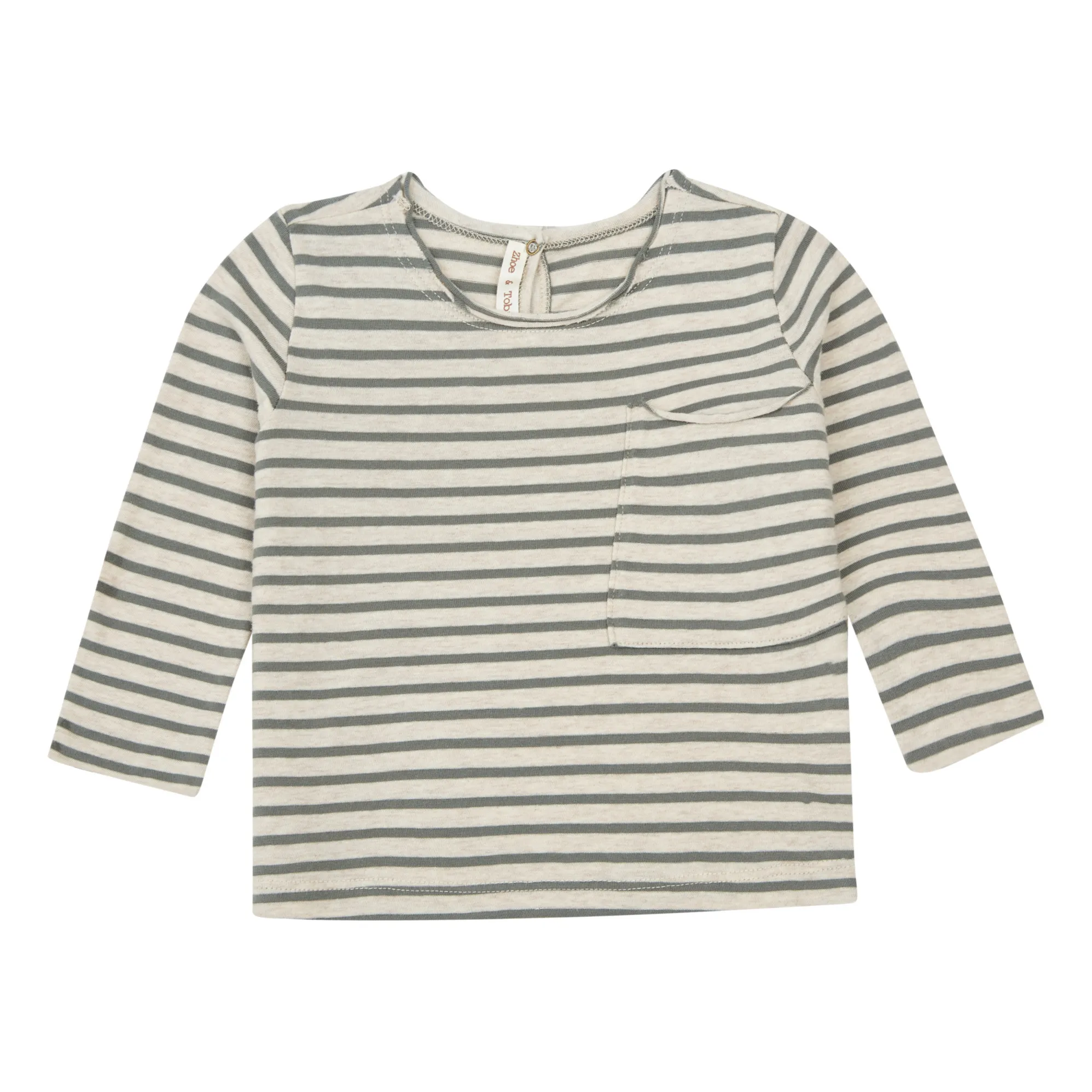 Zhoe & Tobiah Khaki Striped Pocket T-Shirt