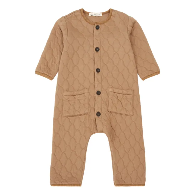 Quilted fleece suit | Camel