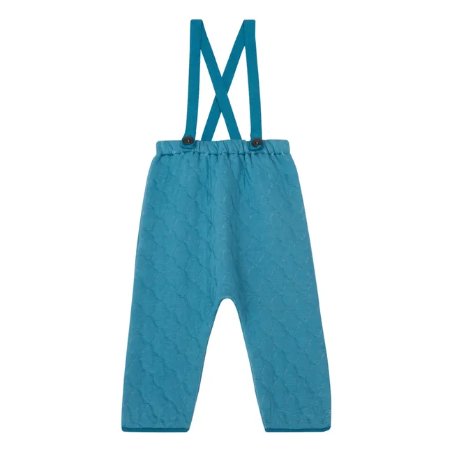 Pantaloni Trapuntati con Bretelle in Pile | Blu