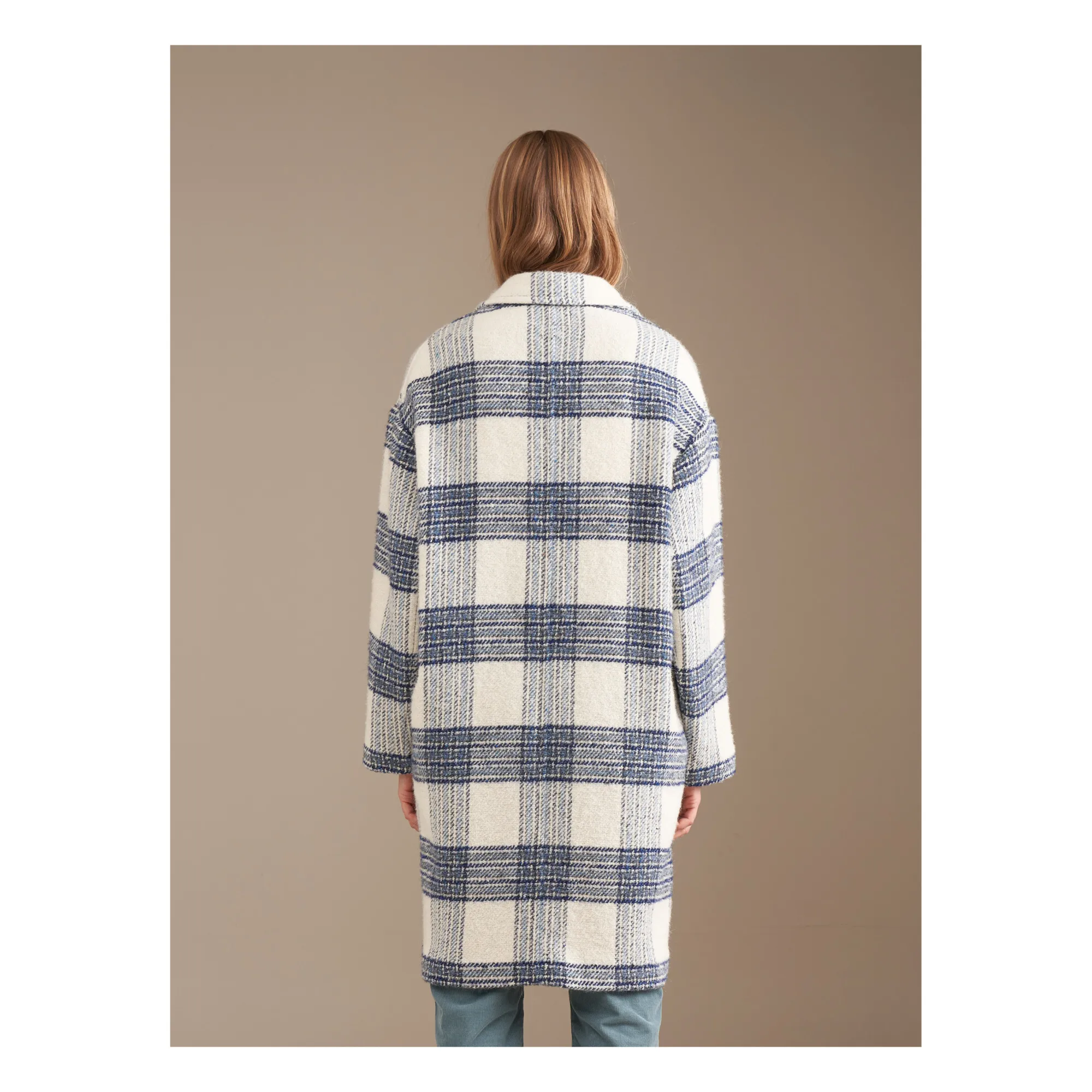 Manteau Claire Carreaux Laine  - Collection Femme | Bleu- Image produit n°3