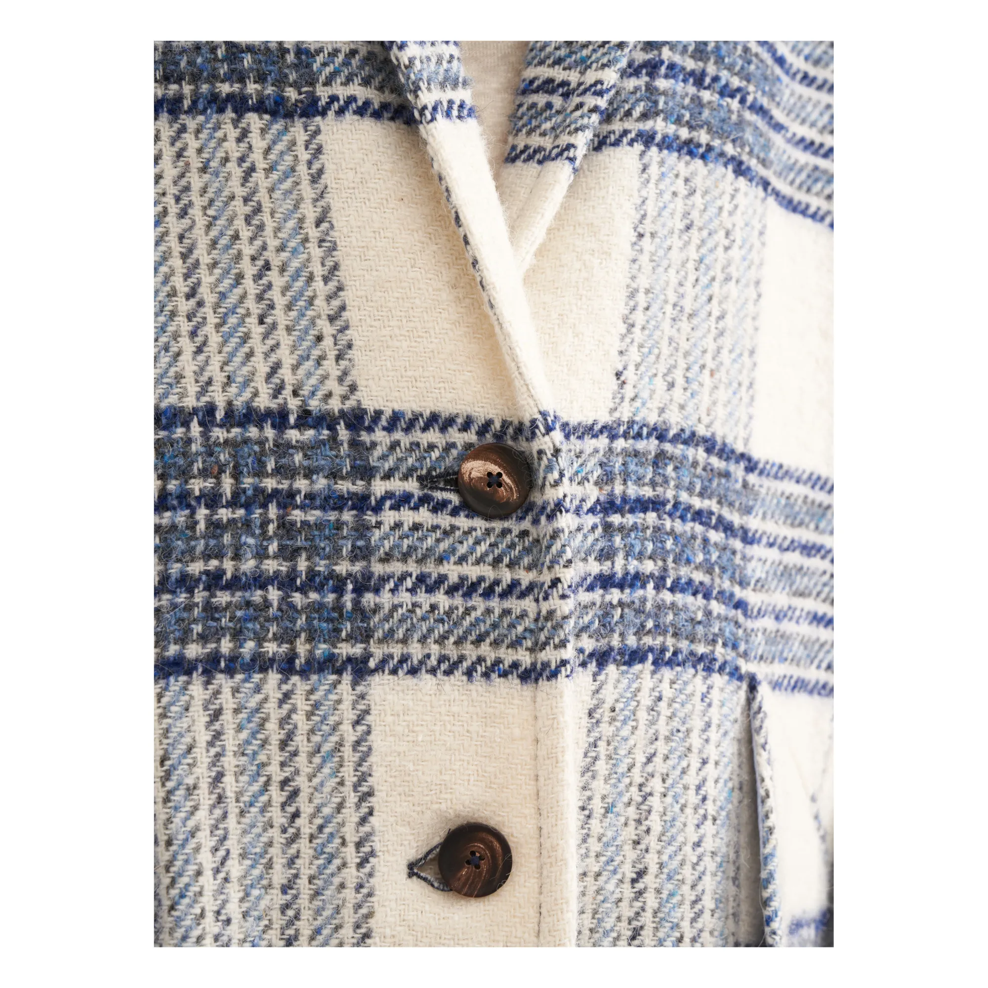 Manteau Claire Carreaux Laine  - Collection Femme | Bleu- Image produit n°6