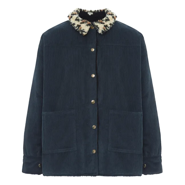 Veste Réversible Coton Velours Côtelé Brune - Collection Femme  | Bleu