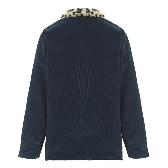 Veste Réversible Coton Velours Côtelé Brune - Collection Femme  | Bleu