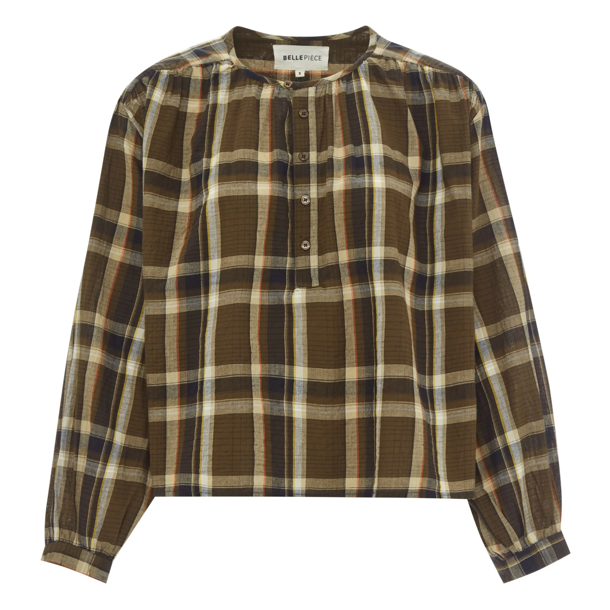 Bellepiece Khaki Elina Carreaux Blouse