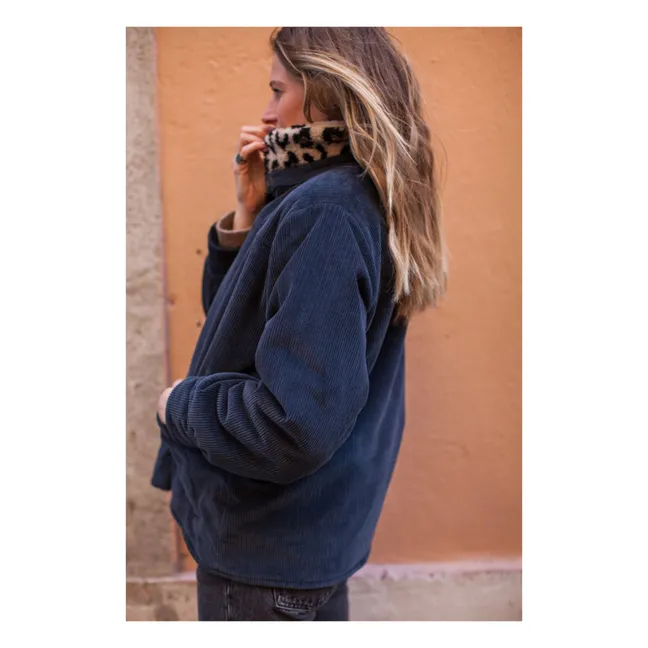 Veste Réversible Coton Velours Côtelé Brune - Collection Femme  | Bleu