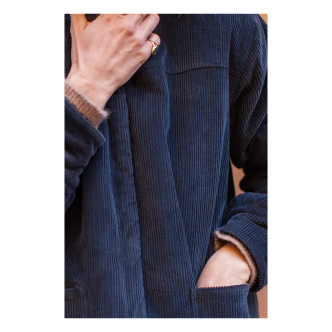 Veste Réversible Coton Velours Côtelé Brune - Collection Femme  | Bleu