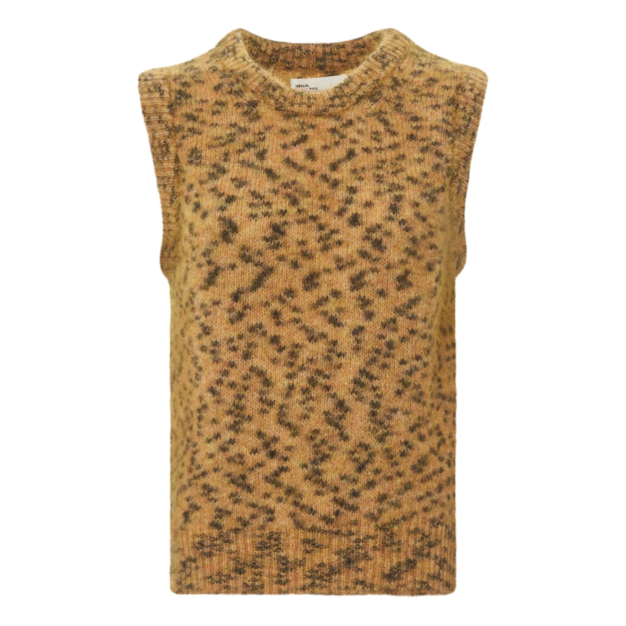 Leon & Harper Beige Maleo Leopard Kid Mohair And Merino Sleeveless Sweater