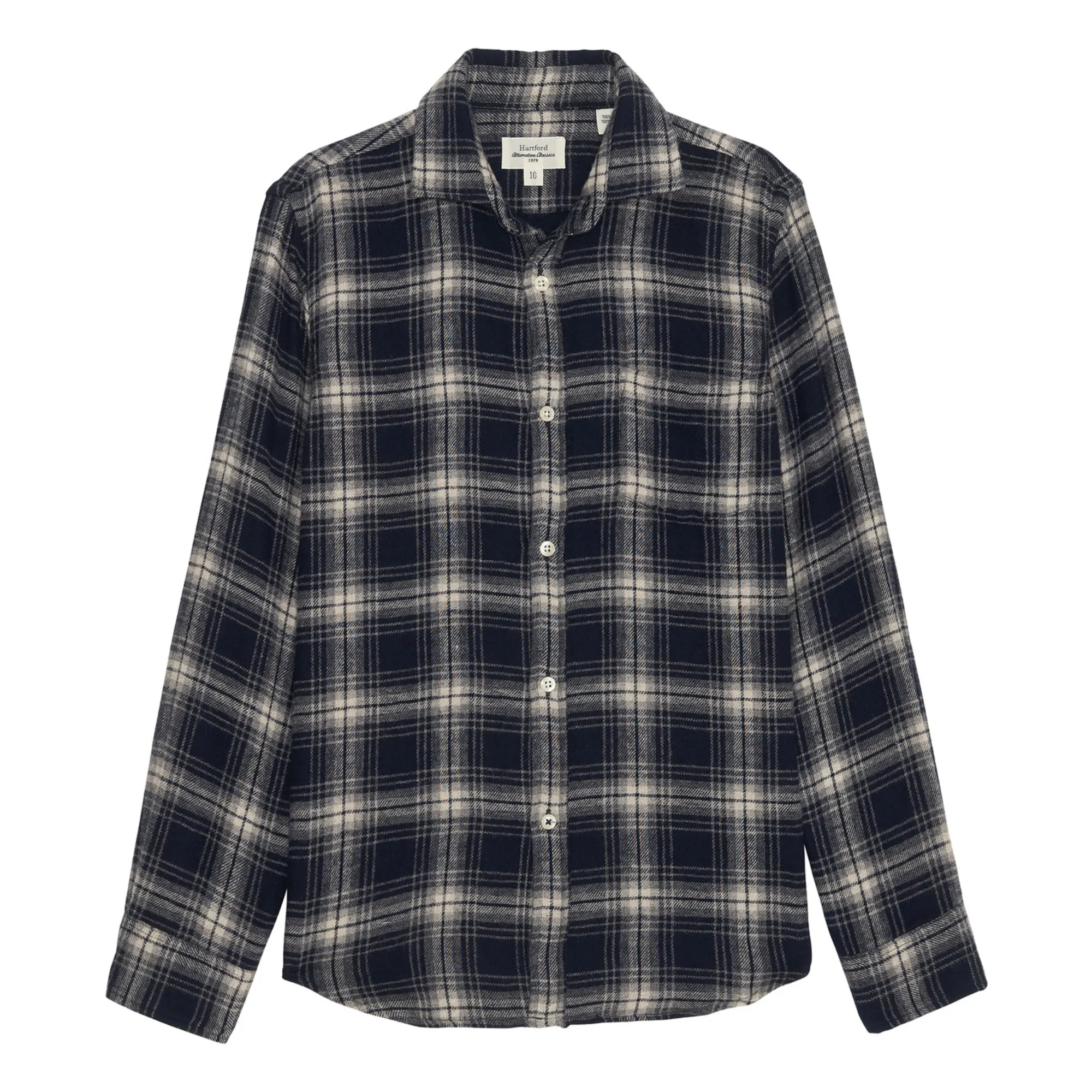 Hartford Grey Blue Paul Double Face Flannel Shirt