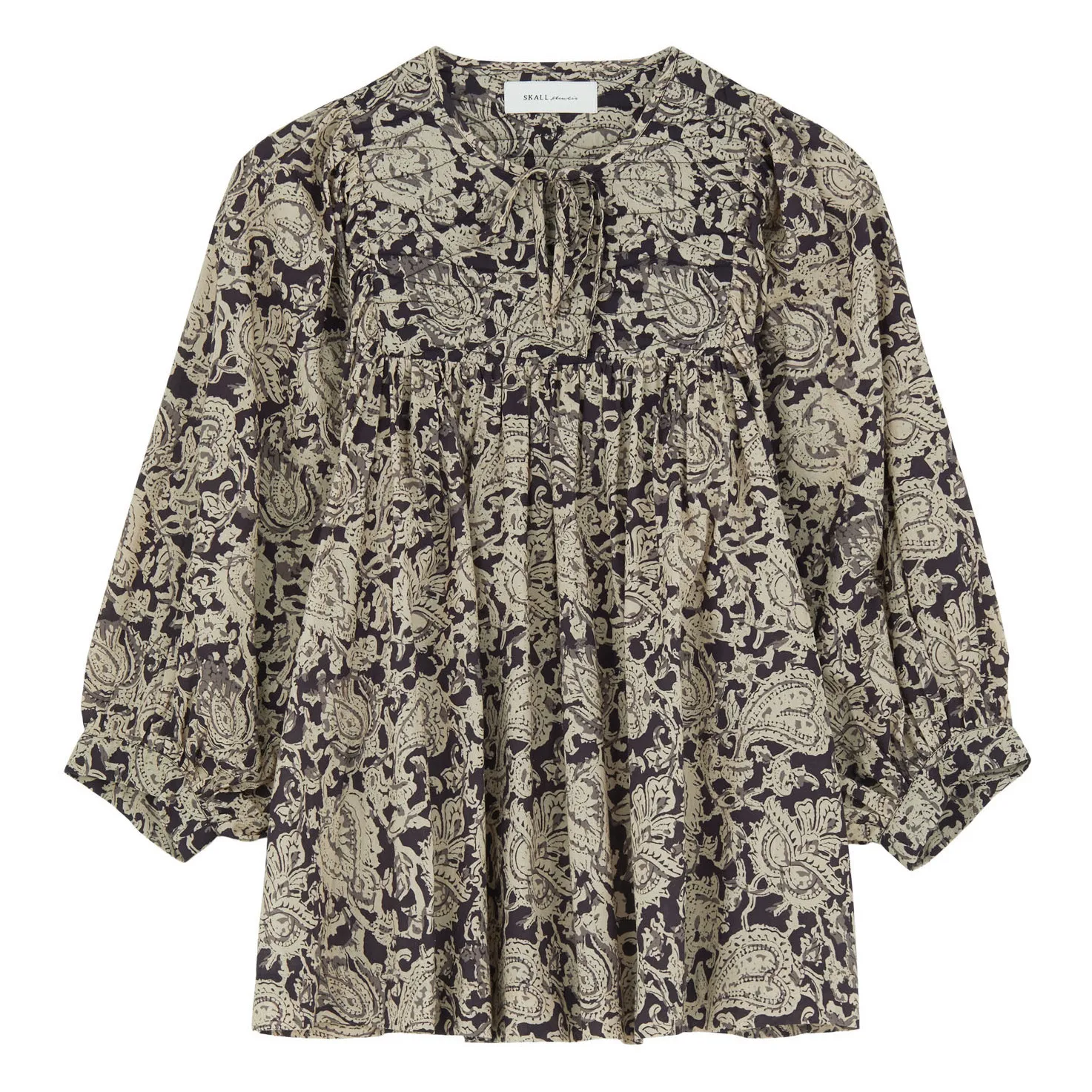 Skall Studio Brown Mina Fleurie Organic Cotton Blouse