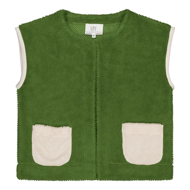 Sleeveless waistcoat in two-tone recycled material | Green
