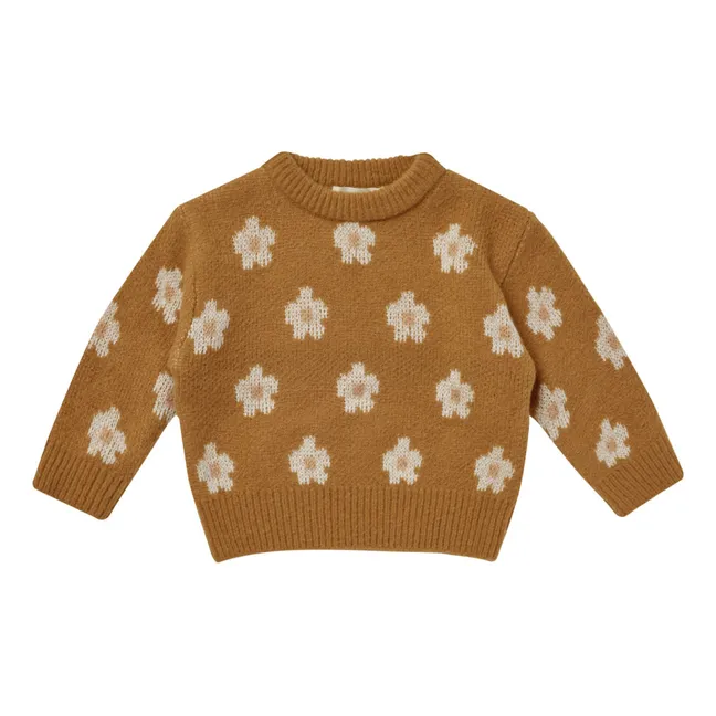Flower Jacquard Sweater | Ochre