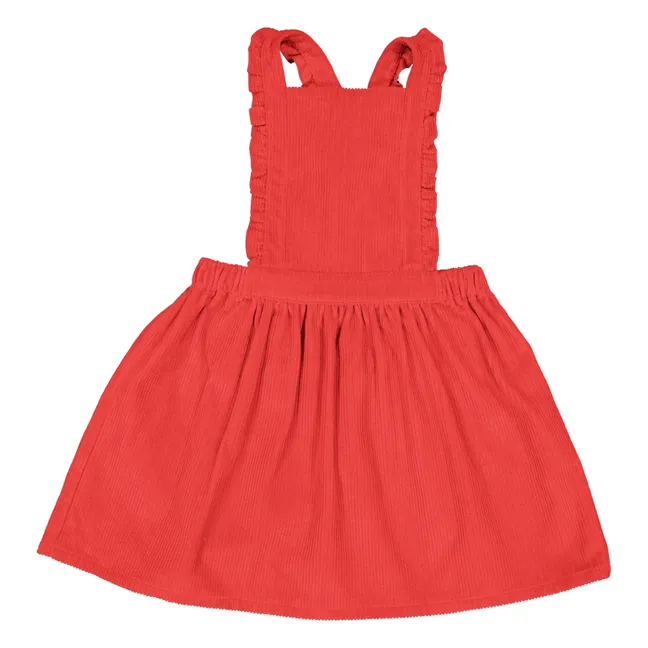Vestido delantal de pana Camille | Rojo Frambuesa