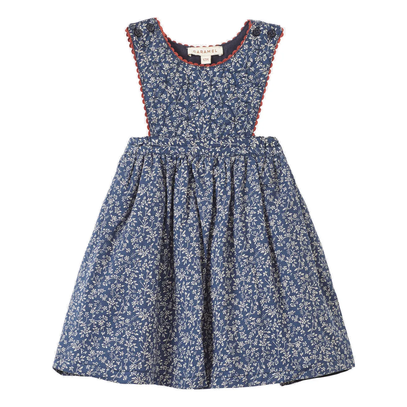 Caramel Navy Blue Colima Baby Cotton Dress