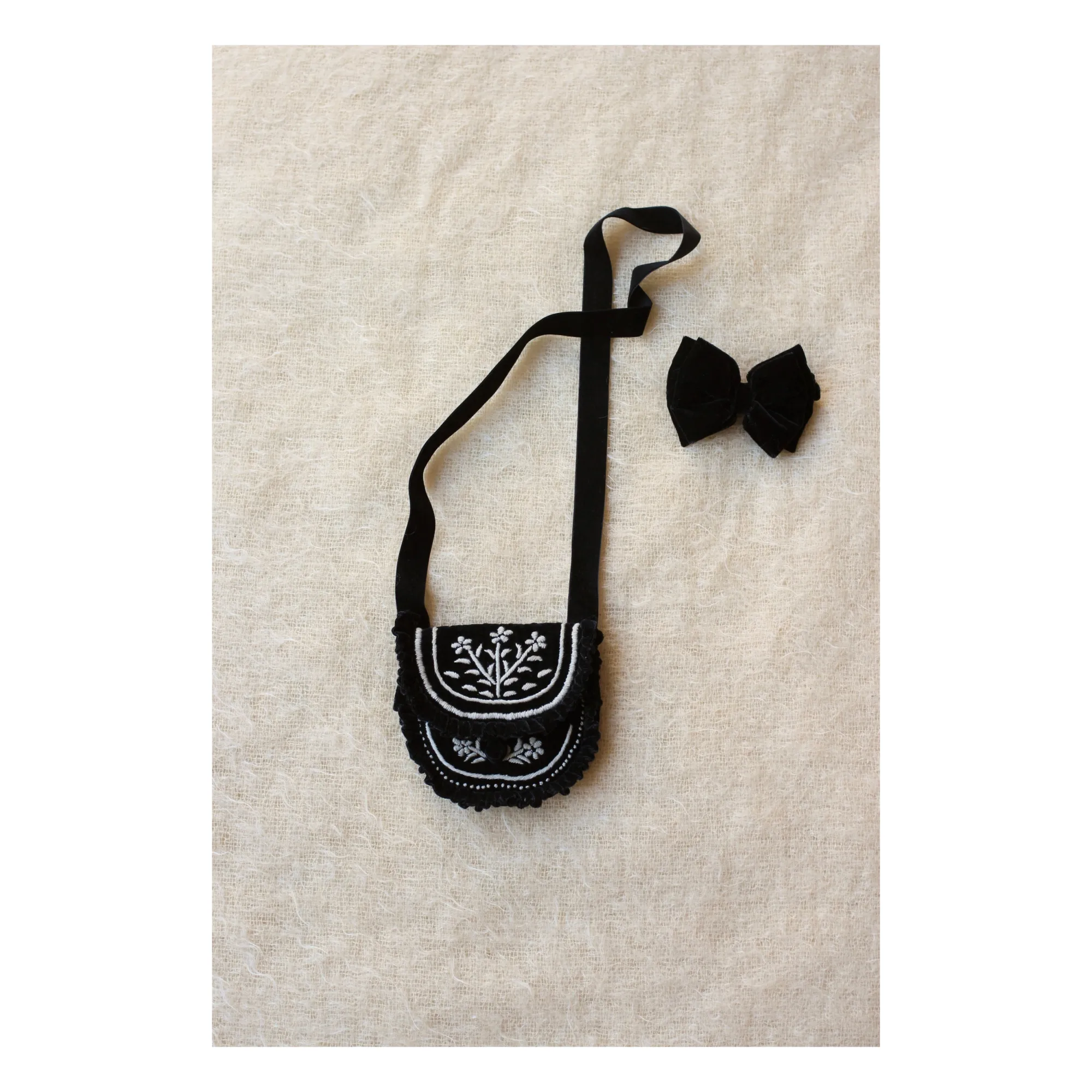 Bonjour Black Bag + Velvet Bow Barrette