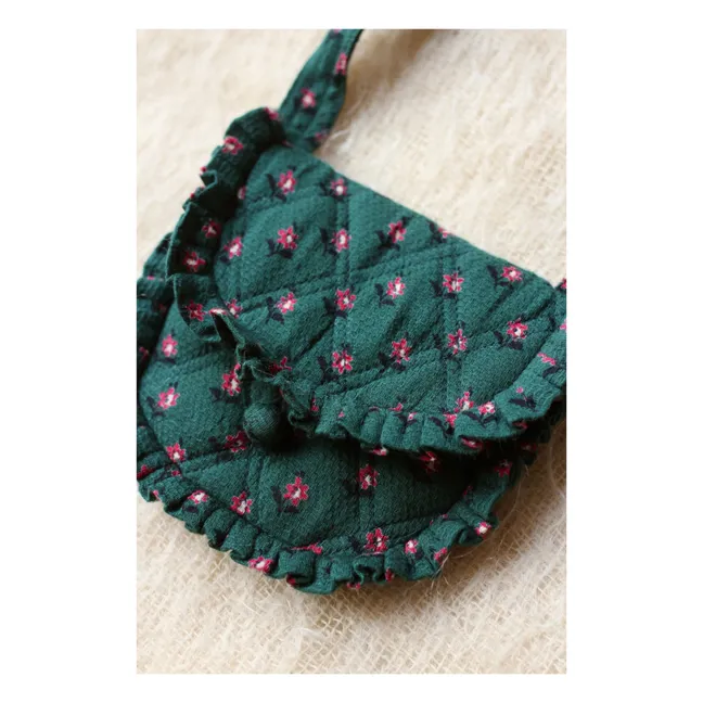 Tasche + Haarspange Schleife mit Blumenmuster | Grün