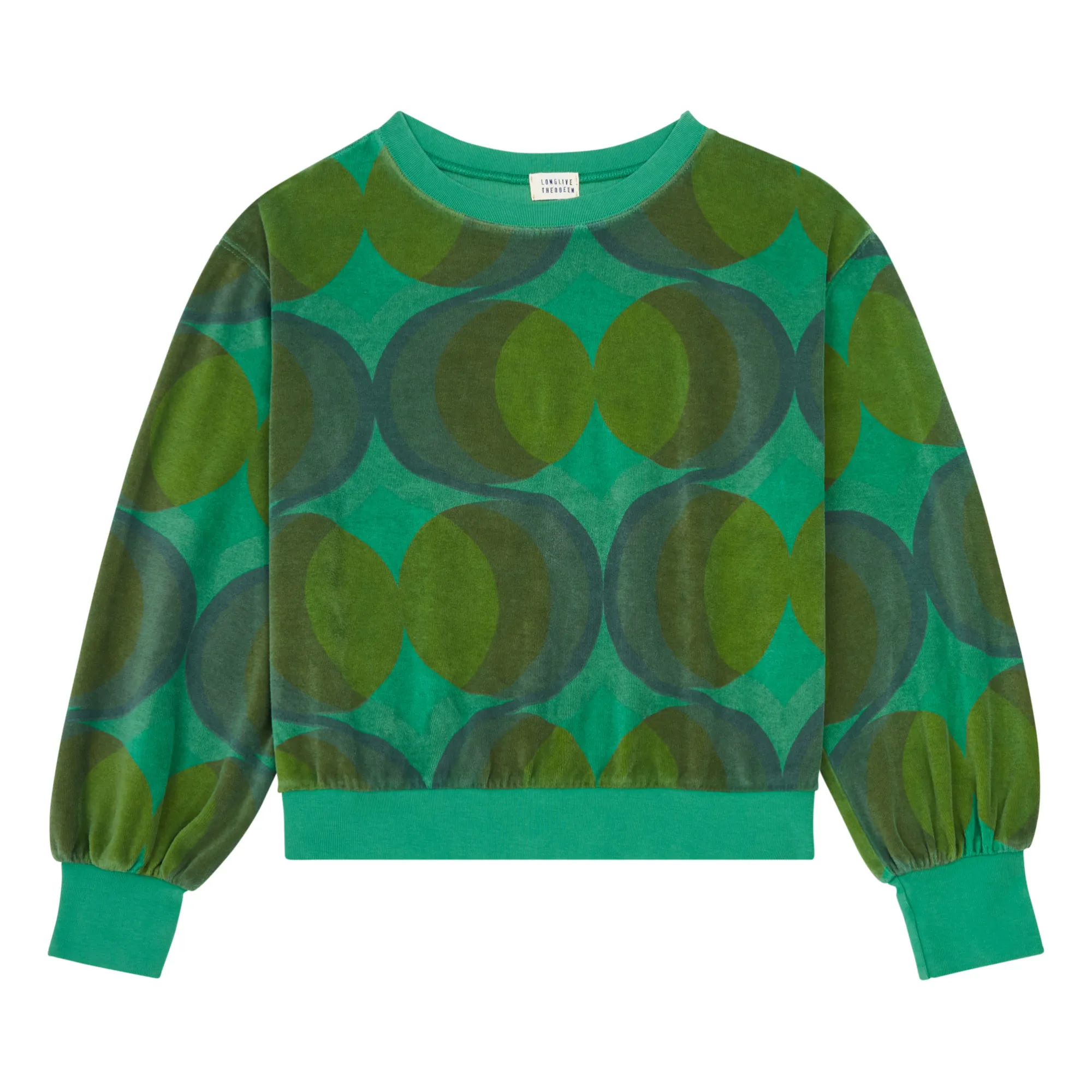 Longlivethequeen Green Retro Organic Cotton Sweatshirt