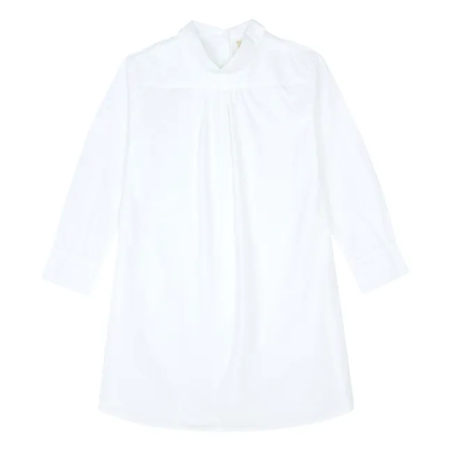Vestido camisero de algodón orgánico invertido | Blanco