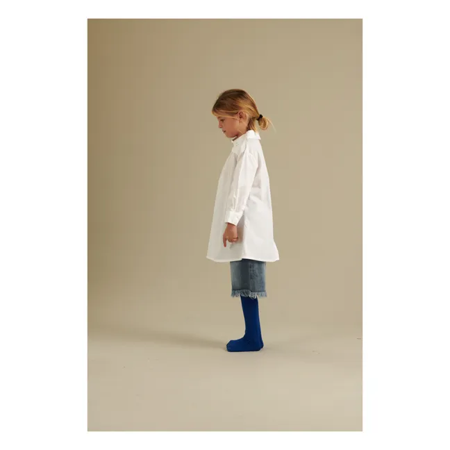 Vestido camisero de algodón orgánico invertido | Blanco