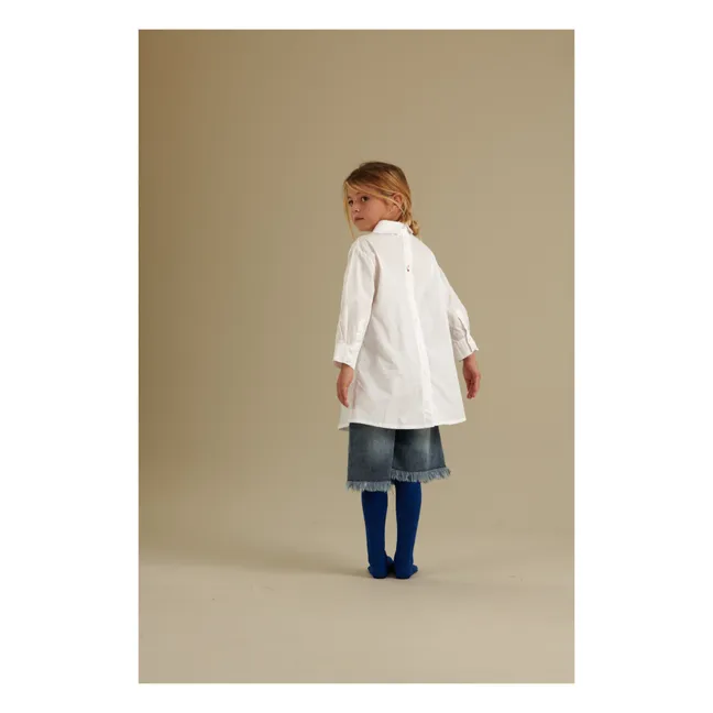 Vestido camisero de algodón orgánico invertido | Blanco