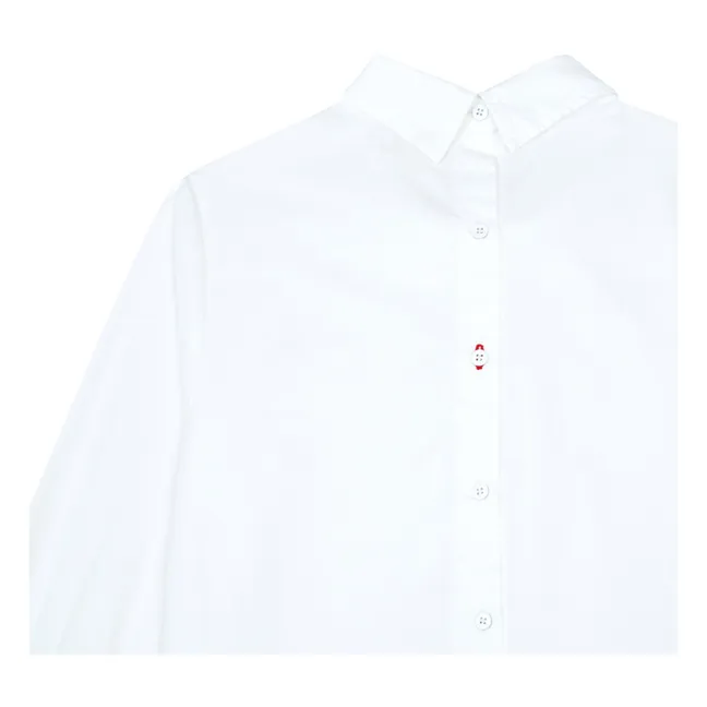 Vestido camisero de algodón orgánico invertido | Blanco
