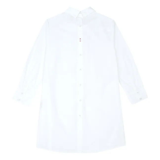 Vestido camisero de algodón orgánico invertido | Blanco