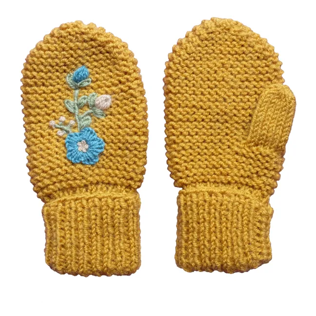 Embroidered Mittens | Apricot