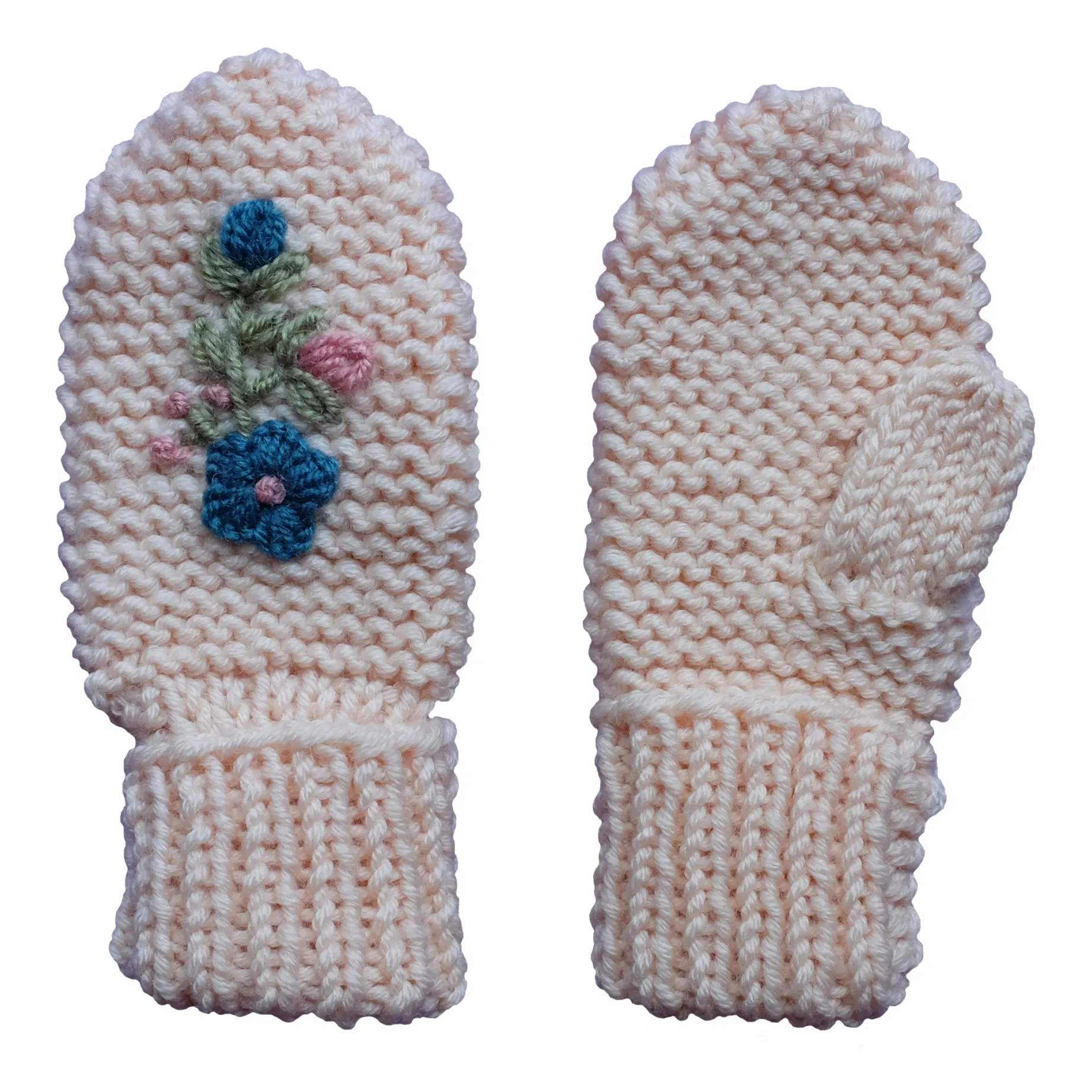 Rko Cream Hand Embroidered Merino Mittens