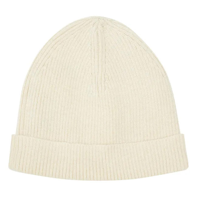 Minot Wool and Cotton Ribbed Beanie | Ecru