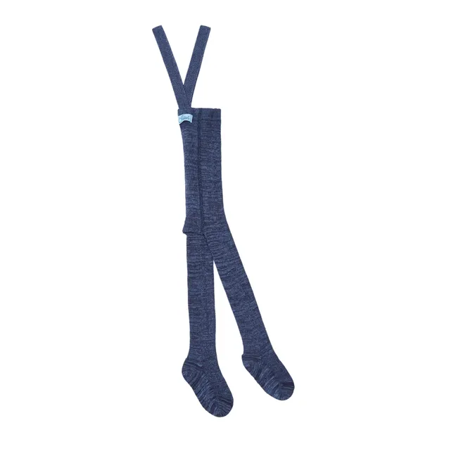Collants à Bretelles Coton Bio | Bleu jean