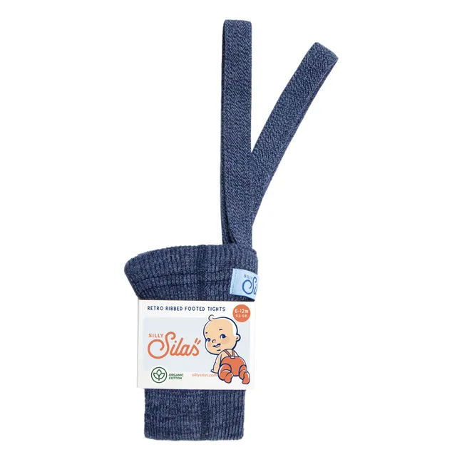 Organic Cotton Suspender Tights | Denim blue