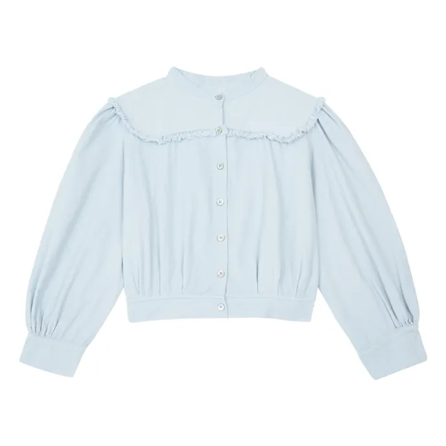Plain organic cotton blouse | Pale blue