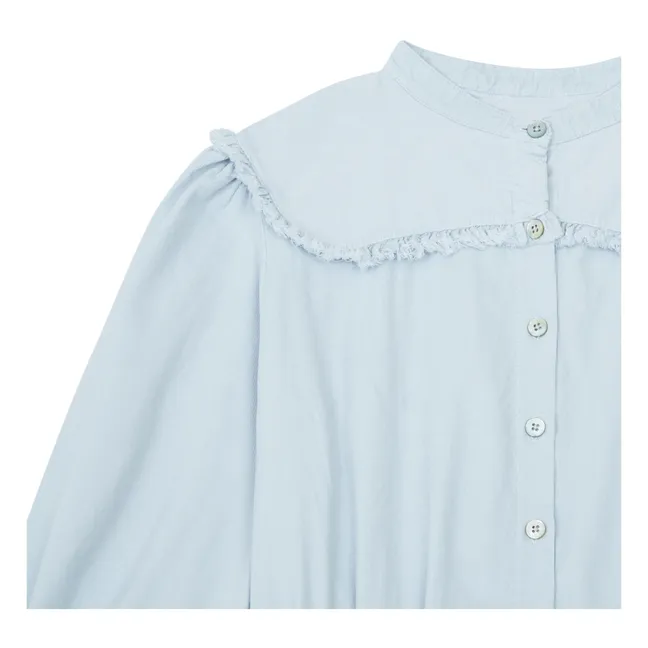 Blusa lisa de algodón orgánico | Azul Pálido