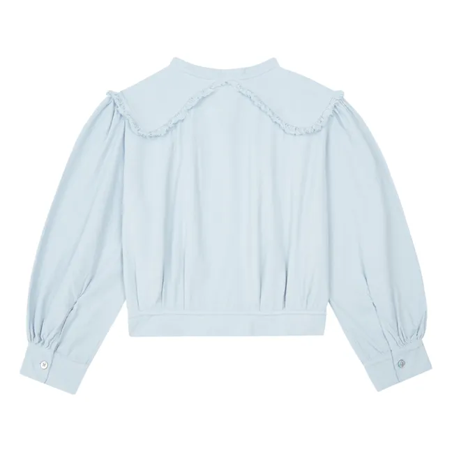 Plain organic cotton blouse | Pale blue