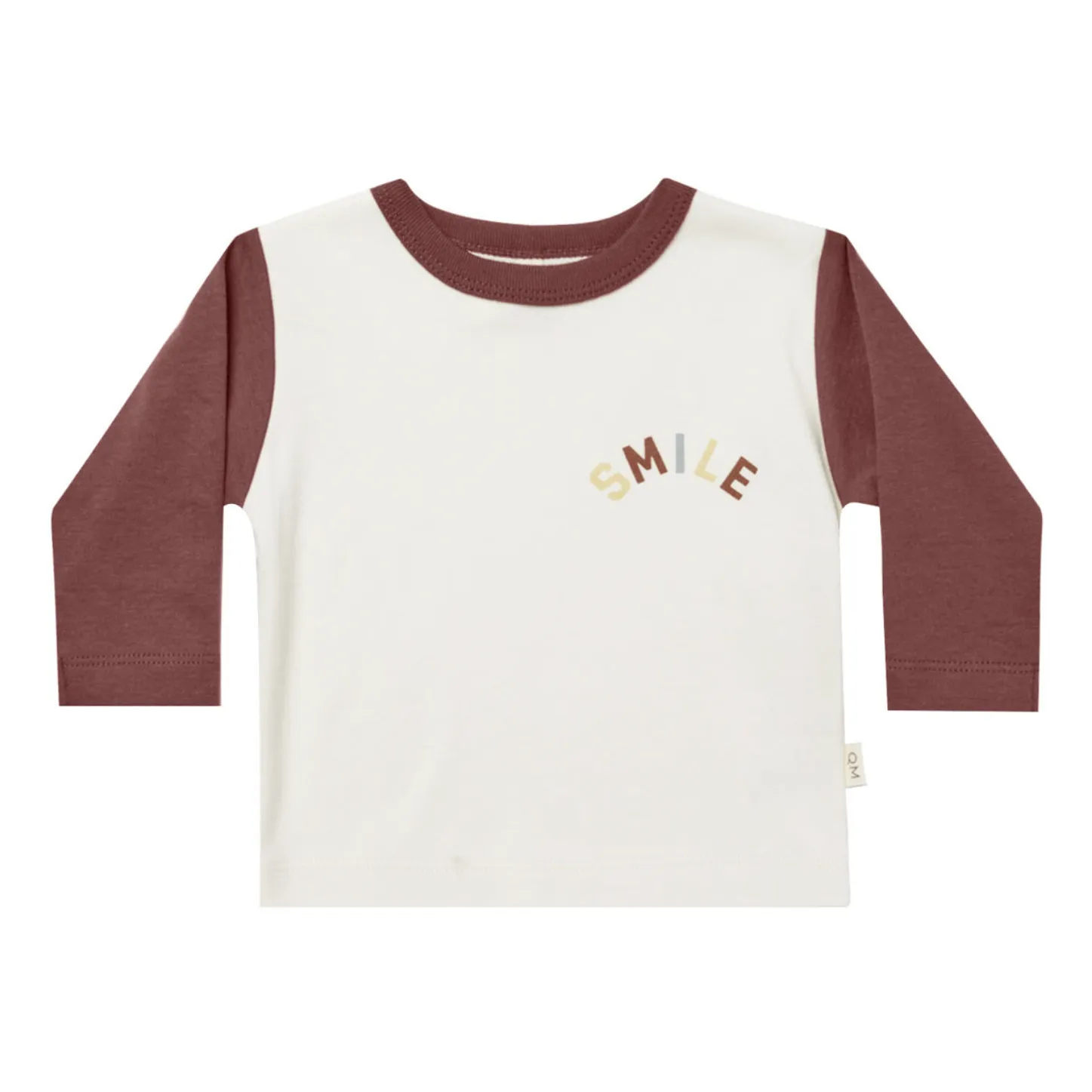 Quincy Mae Chocolate Organic Cotton Two-Tone Smile T-Shirt