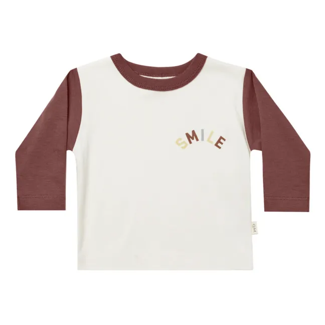 Zweifarbiges T-Shirt aus Bio-Baumwolle Smile | Schokoladenbraun