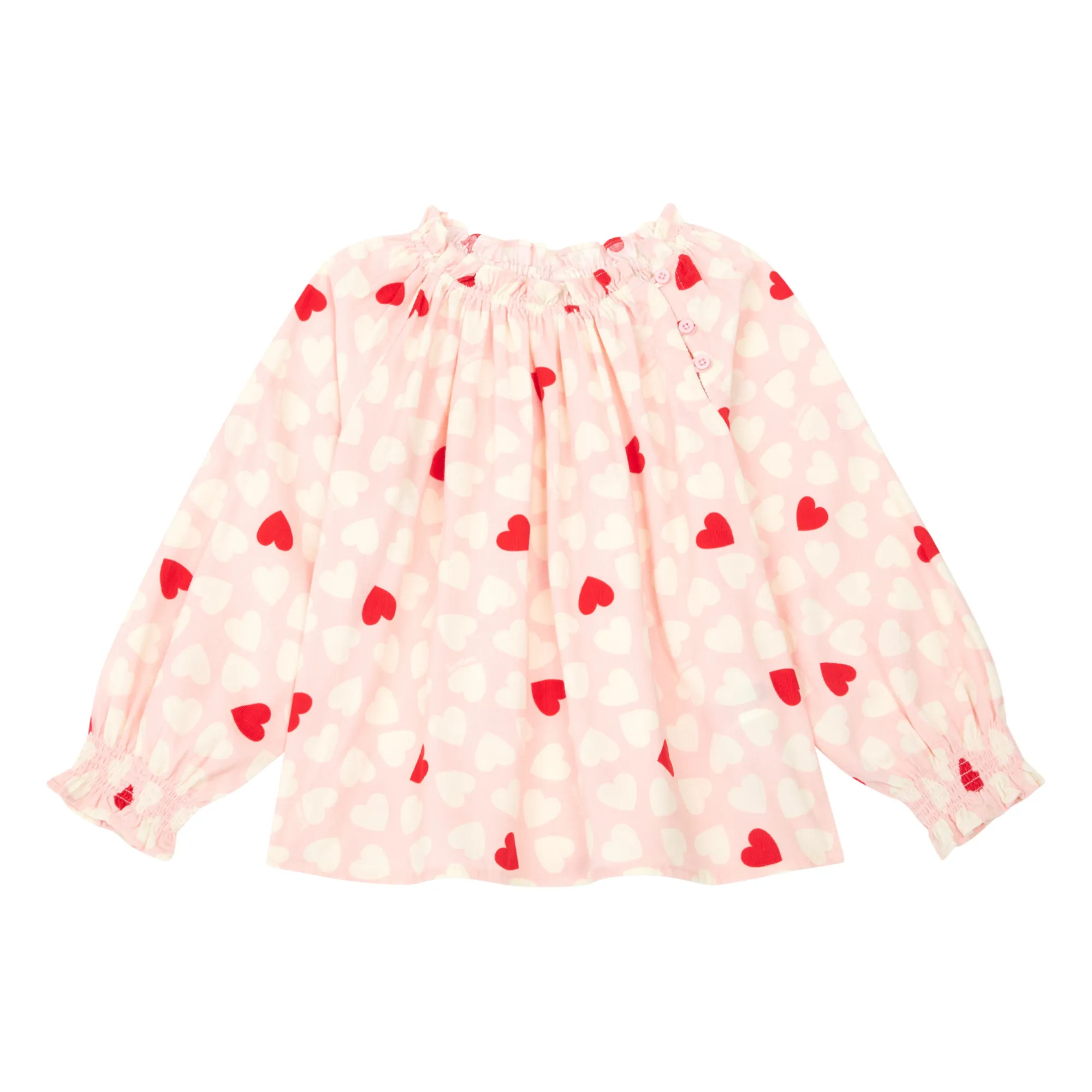 Bonton Pale Pink Milleraies Velvet Blouse Twine Hearts