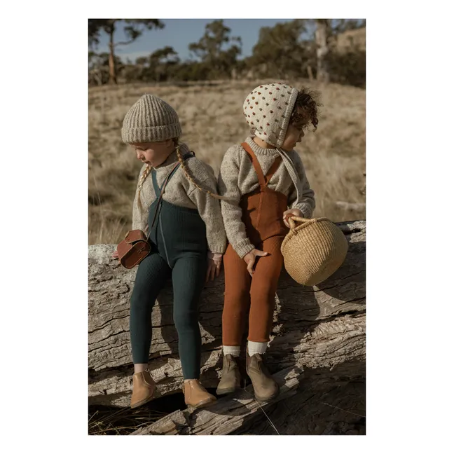 Strumpfhose mit Trägern aus Bio-Baumwolle ohne Füße | Terracotta