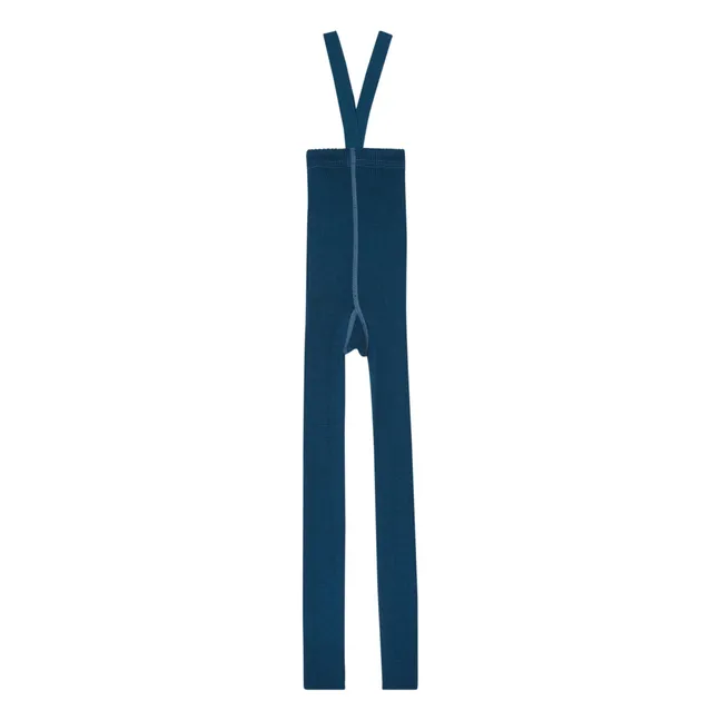 Collants à Bretelles Mérinos et Coton Bio Sans Pieds | Bleu indigo