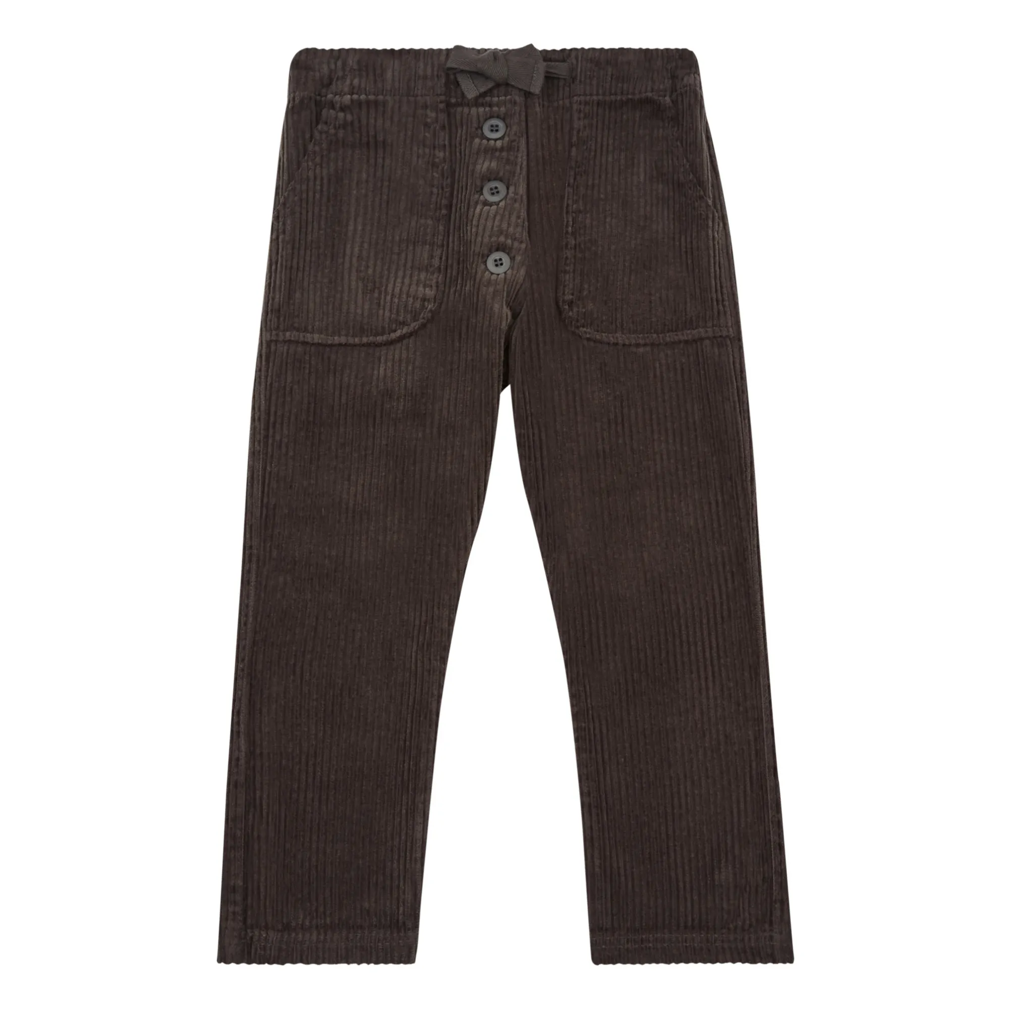 Emile Et Ida Charcoal Grey Corduroy Button-Up Pants