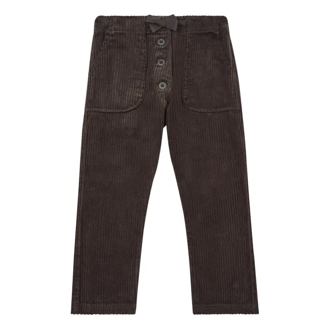 Corduroy Button-Up Pants | Charcoal grey