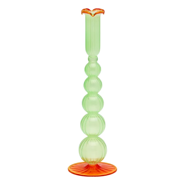 Moss and Marigold candleholder in glass | Green