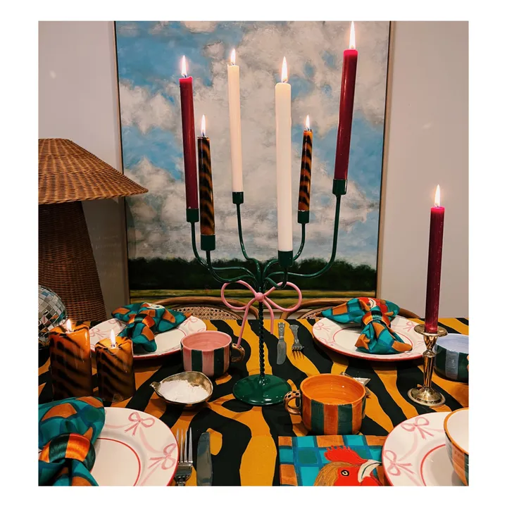 Bougie rayée tigre - Set de 2 | Marron- Image produit n°2