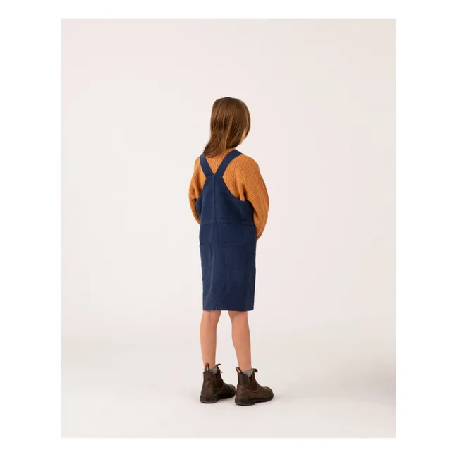 Linen Apron Dress | Navy blue