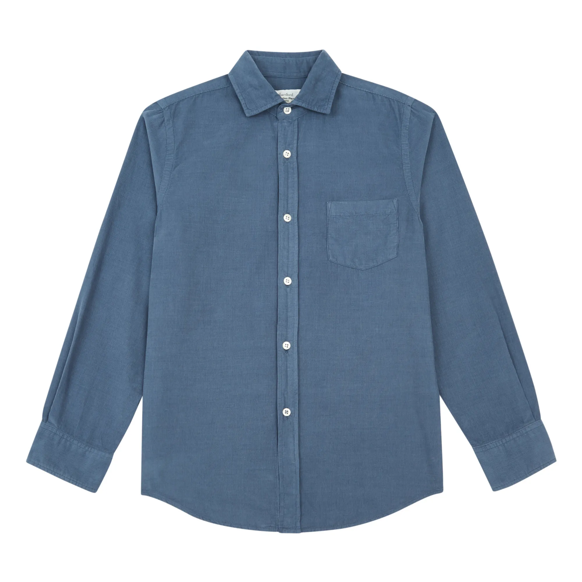 Hartford Petrol Blue Milleraies Velvet Shirt Paul Pat