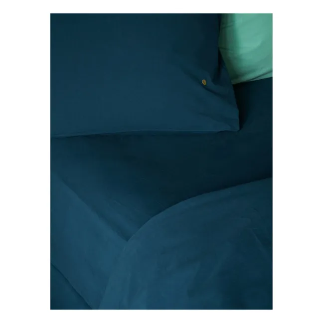 Spannbetttuch Celeste aus Bio-Baumwolle | Pfauenblau