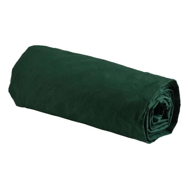 Celeste fitted sheet in organic cotton | Dark green